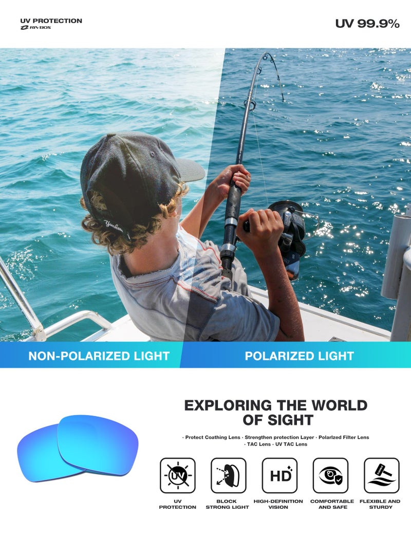RIVBOS Sunglasses for Men Women Polarized UV Protection Sports Fishing Driving Shades Cycling RB833-transparent Grey ice Blue - Image 2